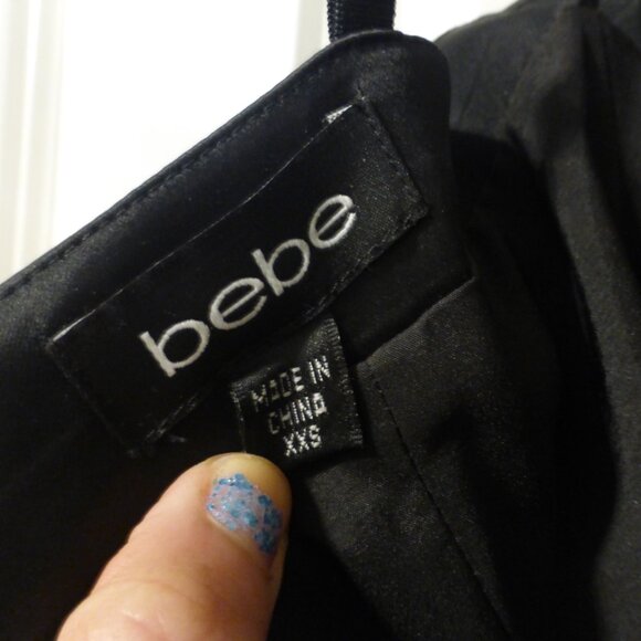 BEBE black satin party cocktail dress with adjustable straps - Picture 6 of 7